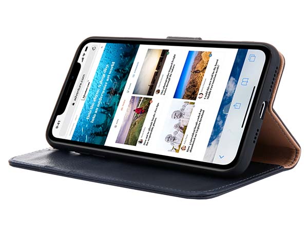 Premium Leather Wallet Case for Apple iPhone 11 - Midnight Blue