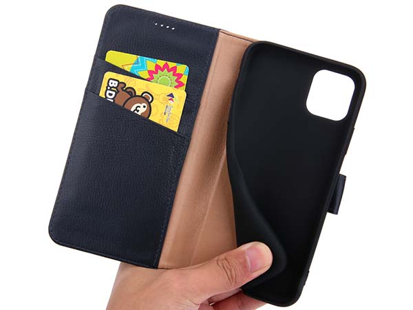 Premium Leather Wallet Case for Apple iPhone 11 - Midnight Blue