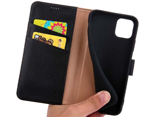 Premium Leather Wallet Case for Apple iPhone 11 - Black