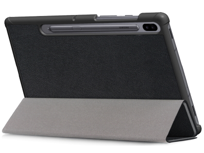 Slim Synthetic Leather Flip Case with Stand for Samsung Galaxy Tab S6 - Black Leather Flip Case
