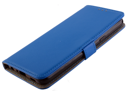 Synthetic Leather Wallet Case with Stand for LG Q60 - Blue