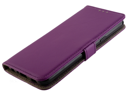 Synthetic Leather Wallet Case with Stand for LG Q60 - Purple