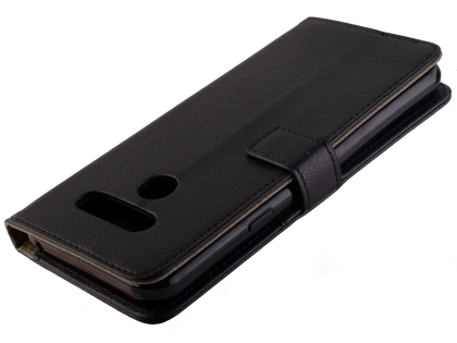 Synthetic Leather Wallet Case with Stand for LG Q60 - Black Leather Wallet Case
