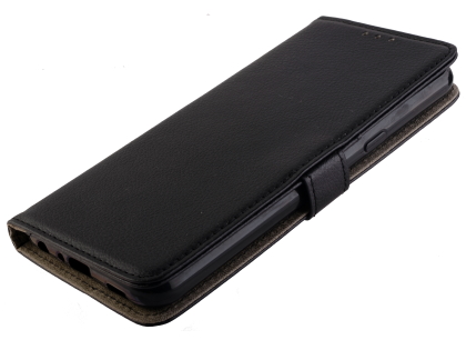 Synthetic Leather Wallet Case with Stand for LG Q60 - Black