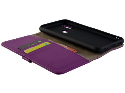 Synthetic Leather Wallet Case with Stand for vivo Y17 - Purple