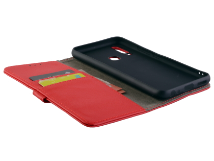 Synthetic Leather Wallet Case with Stand for vivo Y12 - Red