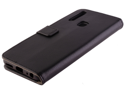 Synthetic Leather Wallet Case with Stand for vivo Y12 - Black Leather Wallet Case