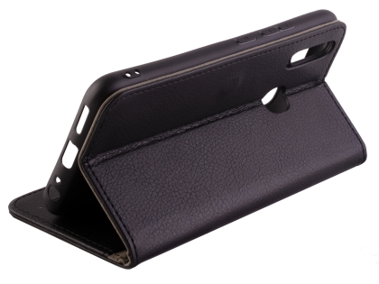 Synthetic Leather Wallet Case with Stand for vivo Y12 - Black