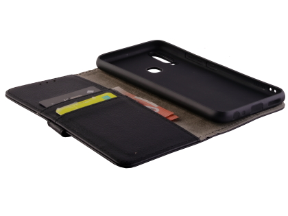 Synthetic Leather Wallet Case with Stand for vivo Y12 - Black