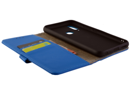Synthetic Leather Wallet Case with Stand for vivo Y12 - Blue
