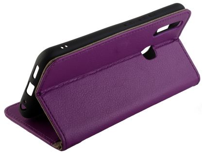 Synthetic Leather Wallet Case with Stand for vivo Y12 - Purple