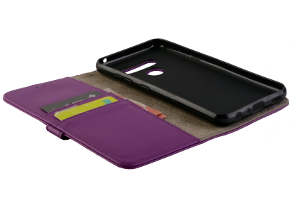 Synthetic Leather Wallet Case with Stand for LG Q60 - Purple