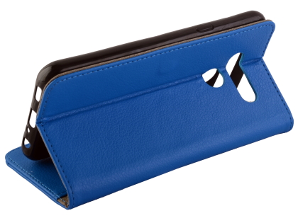 Synthetic Leather Wallet Case with Stand for LG Q60 - Blue