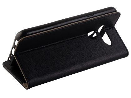 Synthetic Leather Wallet Case with Stand for LG Q60 - Black