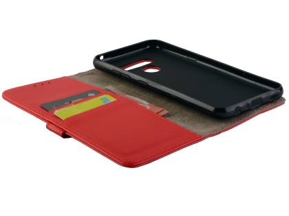 Synthetic Leather Wallet Case with Stand for LG K50 - Red