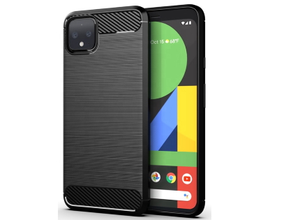 Flexible Carbon Fibre Style Case for Google Pixel 4 - Black Soft Cover
