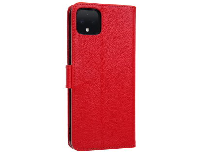 Premium Leather Wallet Case for Google Pixel 4XL - Red Leather Wallet Case