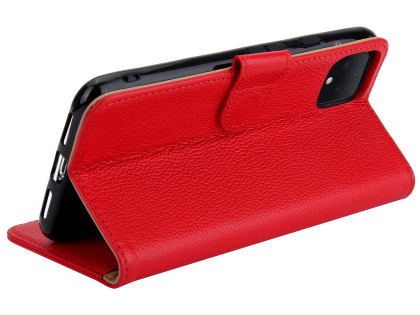 Premium Leather Wallet Case for Google Pixel 4 - Red