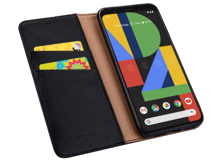 Premium Leather Wallet Case for Google Pixel 4 - Black
