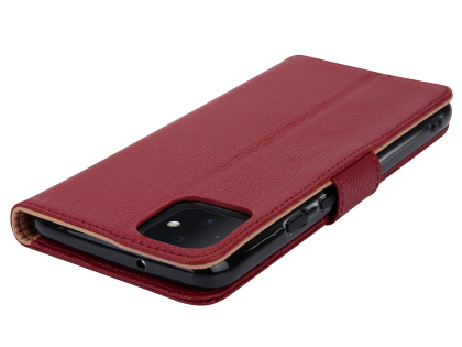 Premium Leather Wallet Case for Google Pixel 4 - Rosewood