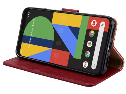 Premium Leather Wallet Case for Google Pixel 4 - Rosewood