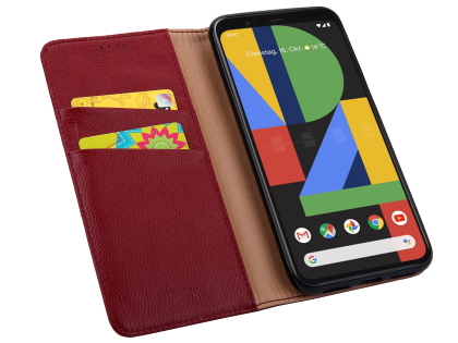 Premium Leather Wallet Case for Google Pixel 4 - Rosewood