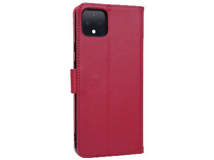 Premium Leather Wallet Case for Google Pixel 4 - Pink Leather Wallet Case