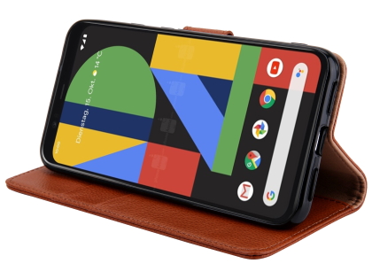 Premium Leather Wallet Case for Google Pixel 4 - Caramel