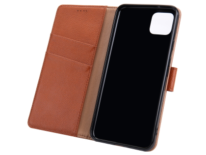 Premium Leather Wallet Case for Google Pixel 4 - Caramel