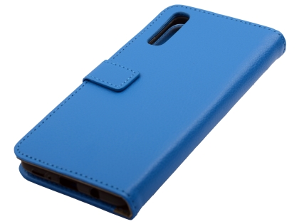 Synthetic Leather Wallet Case with Stand for Samsung Galaxy A90 5G - Blue Leather Wallet Case
