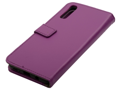 Synthetic Leather Wallet Case with Stand for Samsung Galaxy A90 5G - Purple Leather Wallet Case