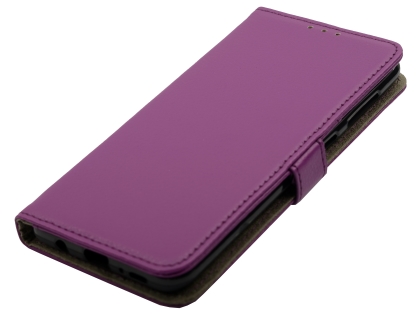 Synthetic Leather Wallet Case with Stand for Samsung Galaxy A90 5G - Purple