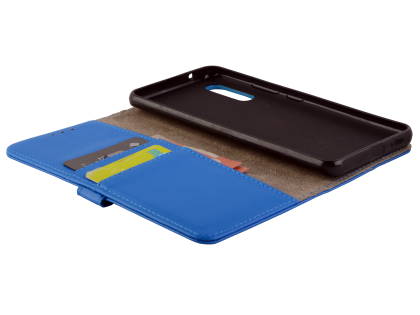 Synthetic Leather Wallet Case with Stand for Samsung Galaxy A90 5G - Blue