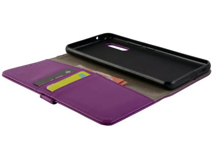 Synthetic Leather Wallet Case with Stand for Samsung Galaxy A90 5G - Purple