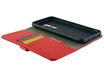 Synthetic Leather Wallet Case with Stand for OPPO A9 2020 - Red
