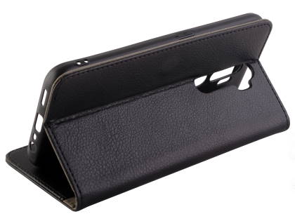 Synthetic Leather Wallet Case with Stand for OPPO A9 2020 - Black