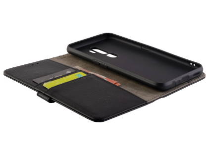 Synthetic Leather Wallet Case with Stand for OPPO A9 2020 - Black