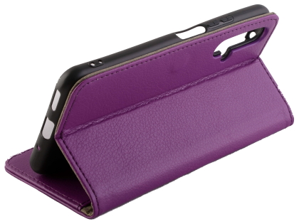 Synthetic Leather Wallet Case with Stand for Huawei Nova 5T - Purple