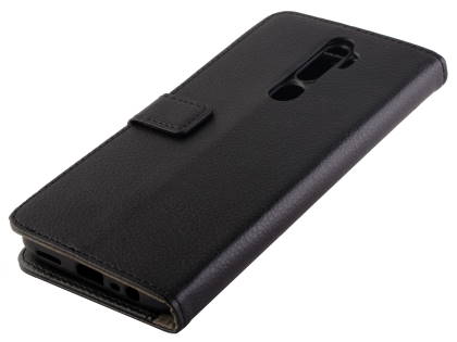 Synthetic Leather Wallet Case with Stand for OPPO A5 2020 - Black Leather Wallet Case