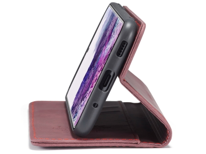 CaseMe Slim Synthetic Leather Wallet Case with Stand for Samsung Galaxy S20 - Burgundy