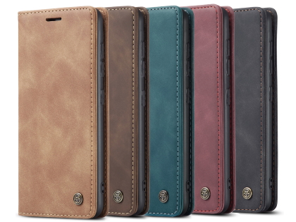 CaseMe Slim Synthetic Leather Wallet Case with Stand for Samsung Galaxy S20 - Burgundy