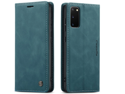 CaseMe Slim Synthetic Leather Wallet Case with Stand for Samsung Galaxy S20 - Teal