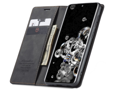 CaseMe Slim Synthetic Leather Wallet Case with Stand for Samsung Galaxy S20 - Charcoal