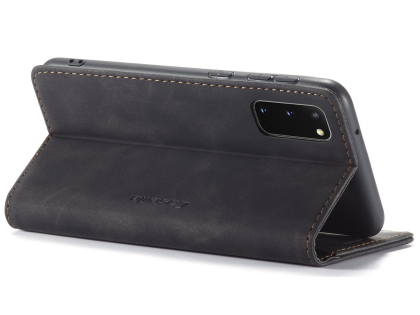 CaseMe Slim Synthetic Leather Wallet Case with Stand for Samsung Galaxy S20 - Charcoal