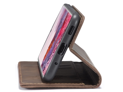 CaseMe Slim Synthetic Leather Wallet Case with Stand for Samsung Galaxy S20 - Chocolate