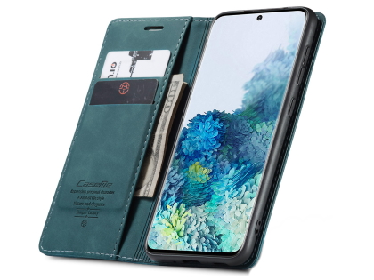 CaseMe Slim Synthetic Leather Wallet Case with Stand for Samsung Galaxy S20 Ultra - Teal
