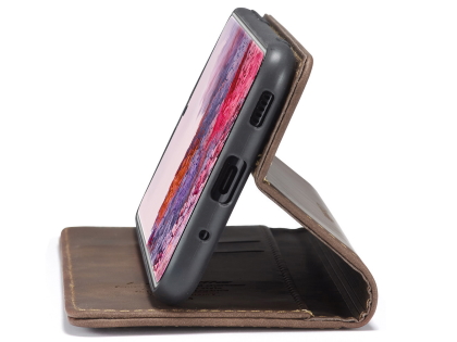 CaseMe Slim Synthetic Leather Wallet Case with Stand for Samsung Galaxy S20 Ultra - Chocolate
