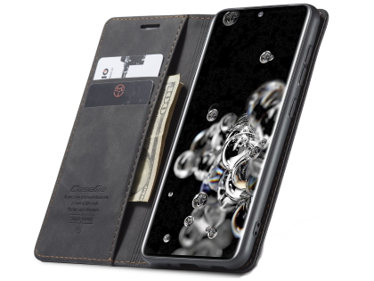 CaseMe Slim Synthetic Leather Wallet Case with Stand for Samsung Galaxy S20 Ultra - Charcoal