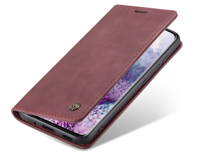 CaseMe Slim Synthetic Leather Wallet Case with Stand for Samsung Galaxy S20 Ultra - Burgundy