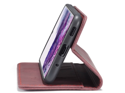 CaseMe Slim Synthetic Leather Wallet Case with Stand for Samsung Galaxy S20 Ultra - Burgundy